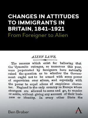 cover image of Changes in Attitudes to Immigrants in Britain, 1841-1921